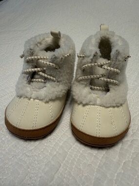 Carter's Cream Faux-Shearling Baby Walker Boots with Brown Sole